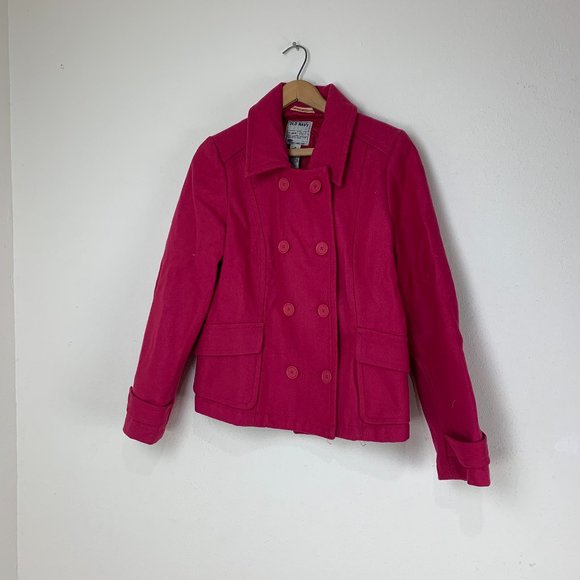 Old Navy Other - Old Navy Girls Pink Pea Coat Double Breasted Wool Blend Size Medium